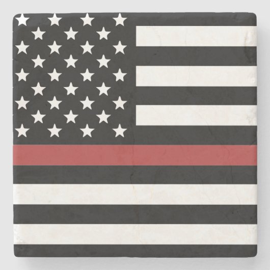 Thin Red Line USA Flag Firefighter Fire Department Steinuntersetzer (Vorderseite)