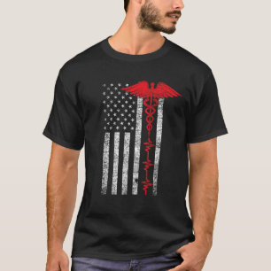 Thin Red Line USA Flag Heartbeat Nurse T T-Shirt