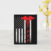 Thin Red Line Usa Flag Nurse Karte (Gelbe Blume)