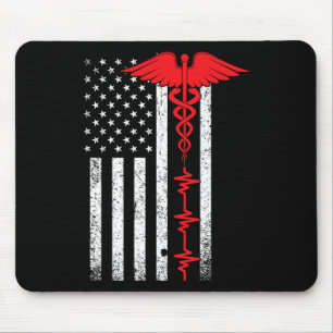 Thin Red Line Usa Flag Nurse Mousepad