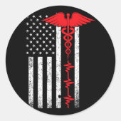 Thin Red Line Usa Flag Nurse Runder Aufkleber (Vorderseite)
