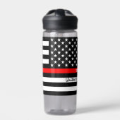 Thin Red Line & USA personalisiert Fireman-Flagge Trinkflasche (Vorderseite)
