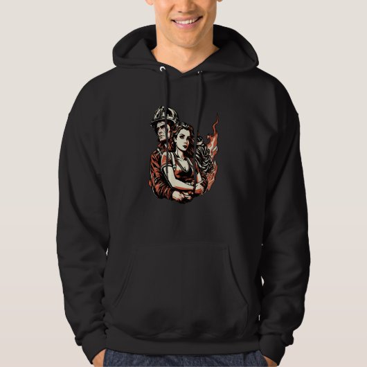Thin Red Line Wife Fire Fireman Department Firefig Hoodie (Vorderseite)