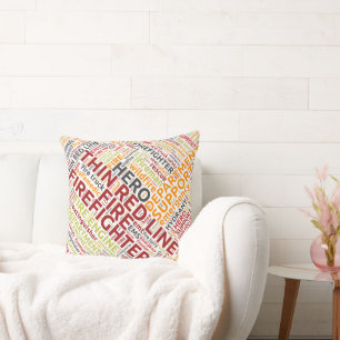 Thin Red Line Word Cloud Throw Kissen
