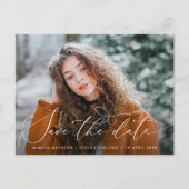 Thin-Script-Abschluss Save the Date Postkarte (Vorderseite)