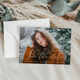 Thin-Script-Abschluss Save the Date Postkarte
