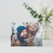 Thin Script Foto Weihnachtsfeiertag Grußkarte Postkarte (Stehend Vorderseite)