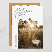 Thin Script Weihnachtsgeschenk-Foto Feiertagskarte (Vorne/Hinten)