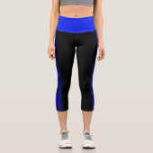 Thin Stripe Black and Blue Yoga Pants Leggings (Vorderseite)