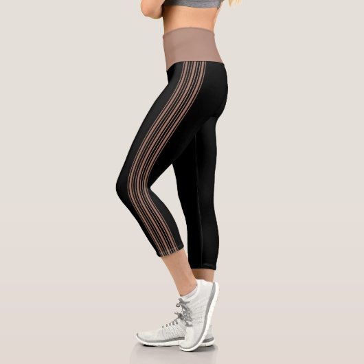 Thin Stripe Black und Mocha Yoga Pants Leggings (Links)