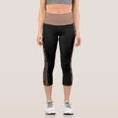 Thin Stripe Black und Mocha Yoga Pants Leggings (Vorderseite)