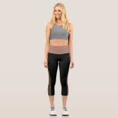 Thin Stripe Black und Mocha Yoga Pants Leggings (Vorderseite)