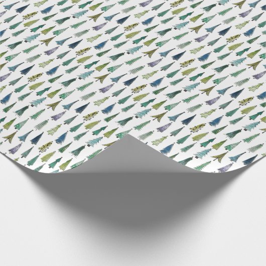 Thin Tree Muster Retro Weihnachten und Winter Gesc Geschenkpapier (Ecke)