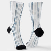 Thin Watercolor Stripes, Slate Blue, Gray on White Socken (Gewinkelt)