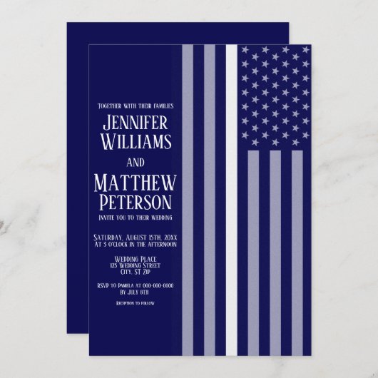 Thin White Line Doc/Nurse/EMS Flag Hochzeit Einladung (Vorne/Hinten)