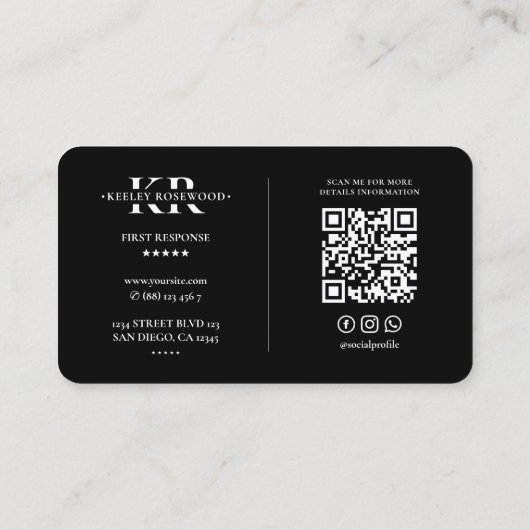 Thin White Line Medical EMT Arzt Moderner Visitenkarte (Rückseite)