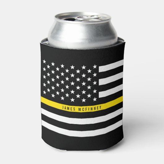 Thin Yellow Line American Flag Monogram Dispatcher Dosenkühler (Kanne Vorderseite)