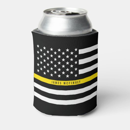 Thin Yellow Line American Flag Monogram Dispatcher Dosenkühler (Kanne Rückseite)