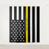 Thin Yellow Line American Flag Monogramm Wandteppich (Vorderseite)