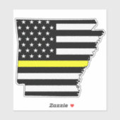 Thin Yellow Line Arkansas Flag Aufkleber (Blatt)