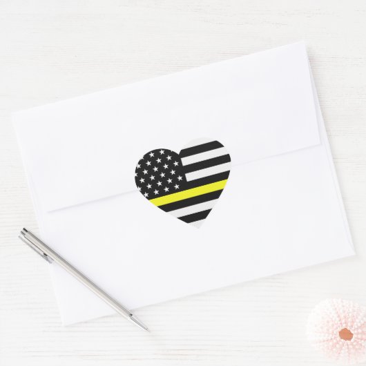 Thin Yellow Line Flag Herz-Aufkleber (Umschlag)