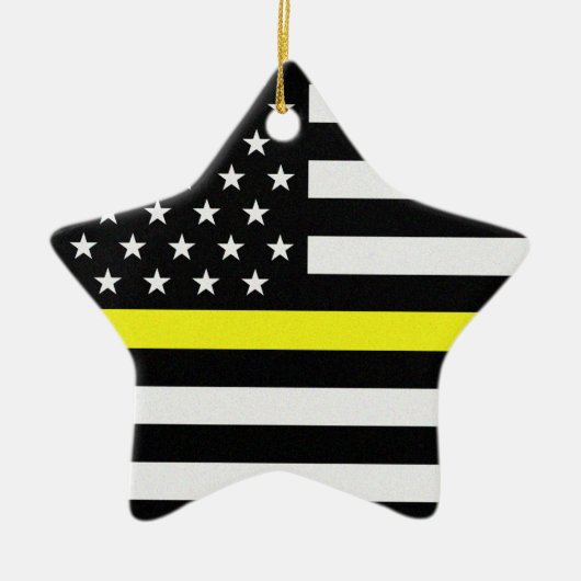 Thin Yellow Line-Flag Keramik Ornament (Vorne)