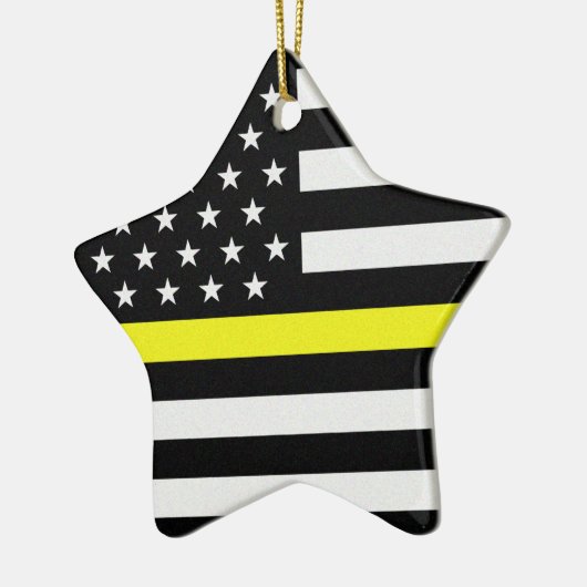 Thin Yellow Line-Flag Keramik Ornament (Links)