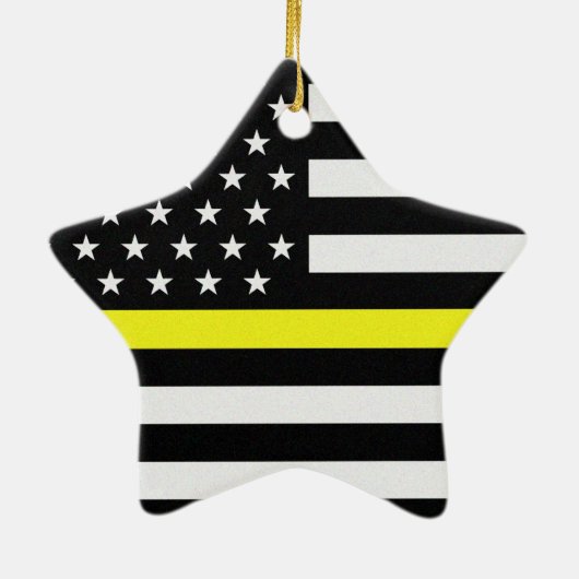 Thin Yellow Line-Flag Keramik Ornament (Hinten)