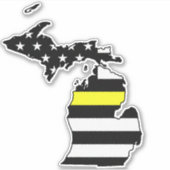 Thin Yellow Line Flag Michigan Aufkleber (Vorderseite)