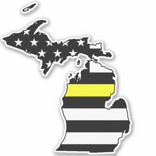Thin Yellow Line Flag Michigan Aufkleber (Vorderseite)