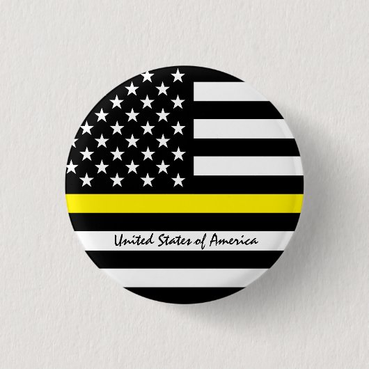 Thin Yellow Line Flag, USA Dispatchers / Services Button (Vorderseite)