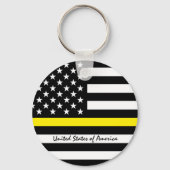 Thin Yellow Line Flag, USA Dispatchers / Services Schlüsselanhänger (Vorderseite)
