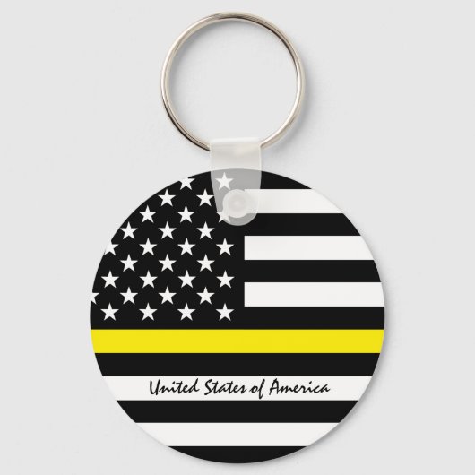 Thin Yellow Line Flag, USA Dispatchers / Services Schlüsselanhänger (Vorderseite)