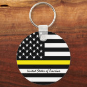 Thin Yellow Line Flag, USA Dispatchers / Services Schlüsselanhänger (Rückseite)