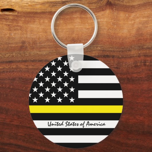 Thin Yellow Line Flag, USA Dispatchers / Services Schlüsselanhänger (Rückseite)