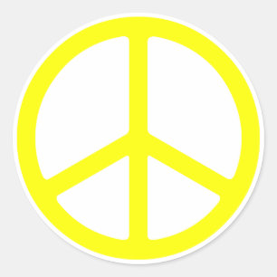 Thin Yellow Peace Sign Runder Aufkleber