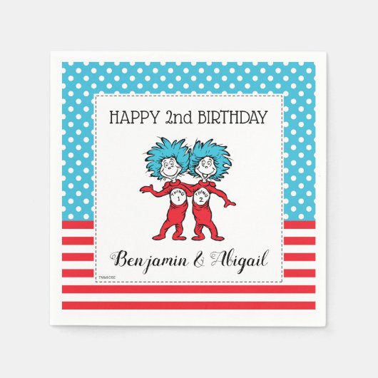 Thing One Thing Two | Zwillinge Geburtstag Serviette (Vorderseite)