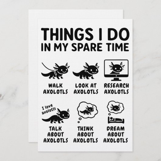 Things I Do In My Spare Time Axolotl Hobby Einladung (Vorne/Hinten)