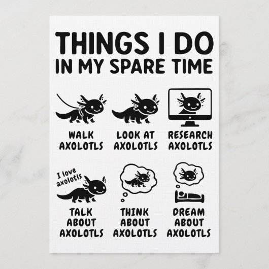 Things I Do In My Spare Time Axolotl Hobby Einladung (Vorderseite)