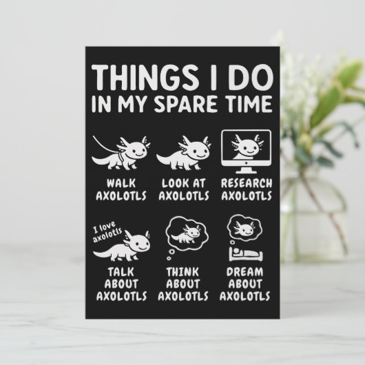 Things I Do In My Spare Time Axolotl Hobby Einladung (Stehend Vorderseite)