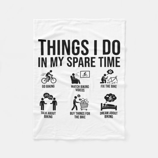 Things I Do In My Spare Time Bicycle Cycling Lover Fleecedecke (Vorderseite)