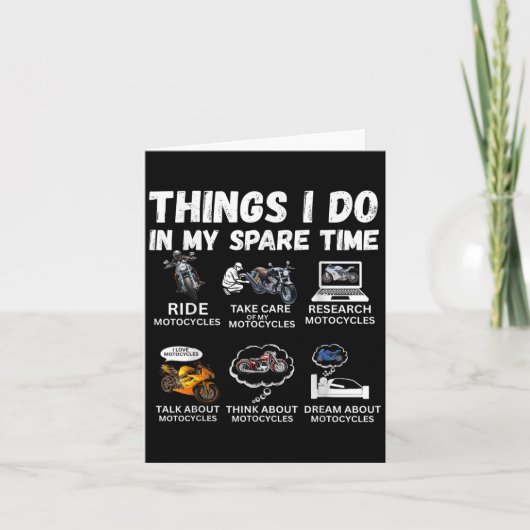 Things I Do In My Spare Time Biker Motorcycle Ride Karte (Vorderseite)