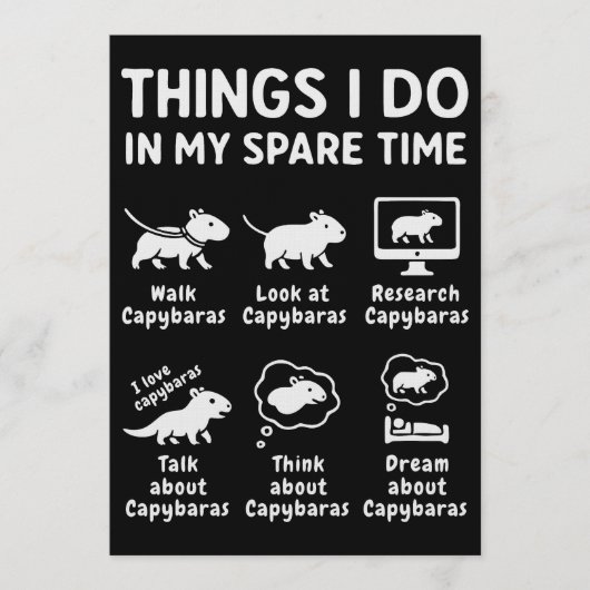 Things I Do In My Spare Time Capybara Funny Einladung (Vorderseite)