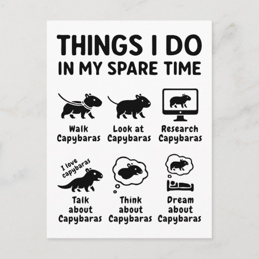 Things I Do In My Spare Time Capybara Funny Pet Postkarte (Vorderseite)