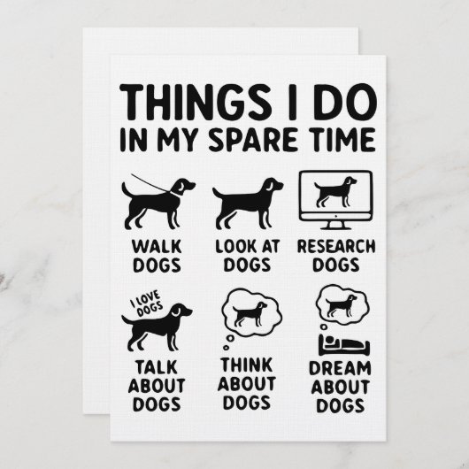 Things I Do In My Spare Time Dogs Funny Einladung (Vorne/Hinten)