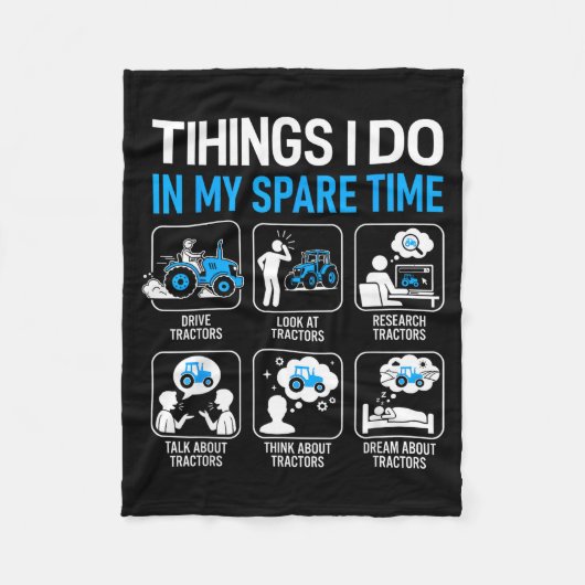 Things I Do In My Spare Time Farmer Tractors Farmi Fleecedecke (Vorderseite)