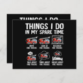 Things I Do In My Spare Time Fire Trucks Firefight Dankeskarte (Vorne/Hinten)