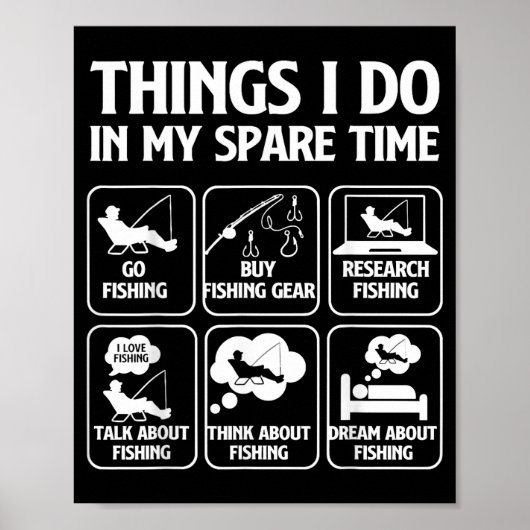 Things I Do In My Spare Time Fishing Boys Funny Fi Poster (Vorne)