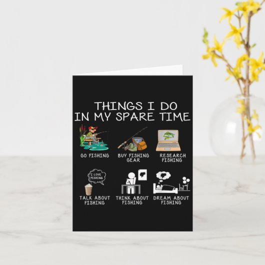 Things I Do In My Spare Time Fishing Rod Funny Fis Karte (Gelbe Blume)