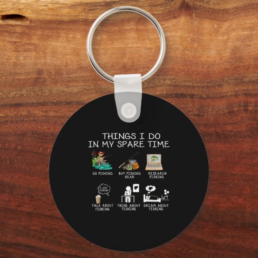 Things I Do In My Spare Time Fishing Rod Funny Fis Schlüsselanhänger (Vorderseite)